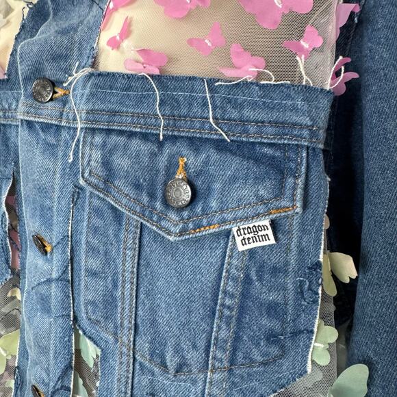 Dragon Denim The Mariposa Denim Jacket Oversized Festival Concert Feary Fairy - Picture 13 of 13